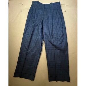 PATRICK SURTAIN LOMBARDO Mens Plaid Pants Blue Check Tailored Trousers 34X30.